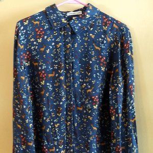 Coldwater Creek blue tunic/multiprint background